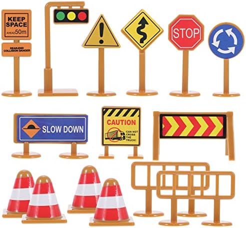 iplusmile Kids Traffic Signs Playset: 30pcs Street Traffic Cone Barricade Signs Crosswalk Signal Educational Mini Toys for Boys Girls, Ages 3+ by iplusmile