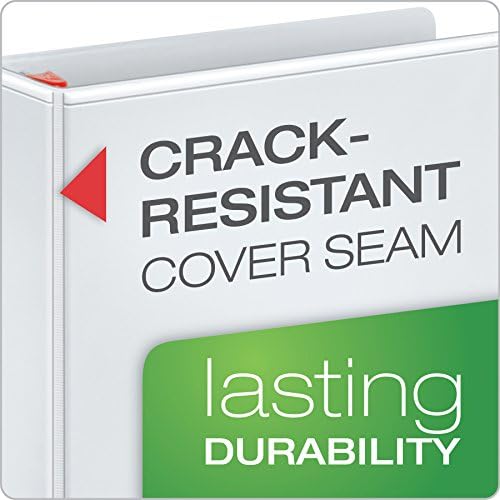 Cardinal 3 Ring Binder, 5 Inch Heavy Duty XtraLife Binder, Locking Slant-D Rings, Crack-Resistant Cover & Spine, ClearVue Covers with Shelf Pull, Holds 1,100 Sheets, White (26350) (Pack of 2) - Image 2