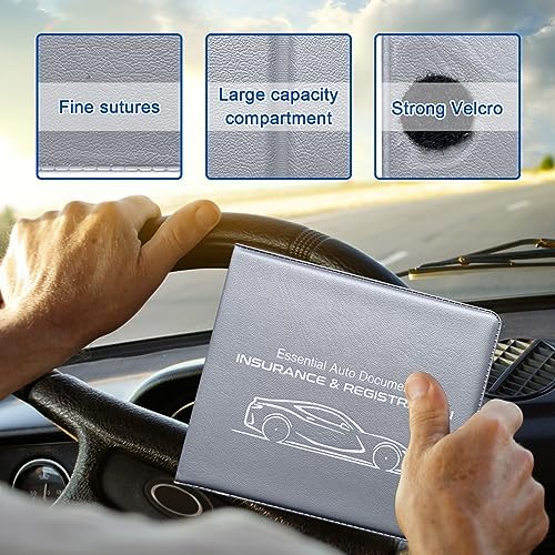 Ziciner Car Registration Insurance Holder, 2Pack Essential Auto Card Document Glove Box Organizer with Touch Fastener, Vehicle Interior Accessories Perfect for Most Car, Truck, SUV(Gray/Small Car) - Image 3