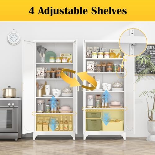 Steeloong 75"Metal Pantry Storage Cabinet with Doors & 4 Adjustable Shelves - Image 4