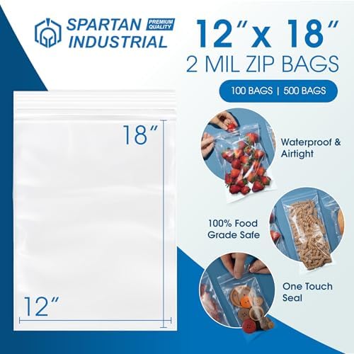 12” X 18” (100 Count) 2 Mil Clear Reclosable Zip Plastic Poly Bags - Image 2