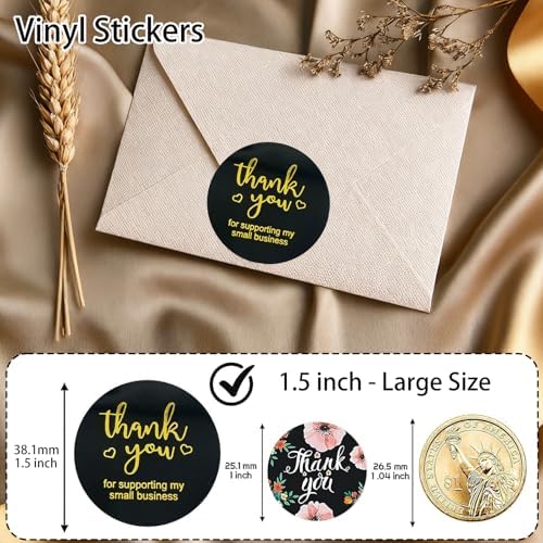 Thank You Stickers Rolls 1.5 Inch - 1000 Pcs Personalized Thank You for Supporting My Small Business Stickers Labels for Baking Envelope Seals Custom Sticker Tags for Wedding Birthday Party Gift Wrap - Image 2