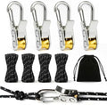 4 Pack Adjustable Rope Tensioner Set with Alloy Buckles and Storage Bag, Tie Down Ropes for Tent, Tarp, Hammock, Clothesline, Luggage & Outdoor Use (Black) by Unknown