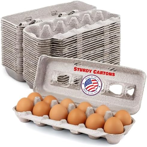 MT Products Blank Natural Pulp Egg Cartons Holds Up to Twelve Eggs - 1 Dozen - Strong Sturdy Egg Crate Cardboard Material Perfect For Storing Extra Eggs (25 Pieces) - Made in the USA by MTProducts