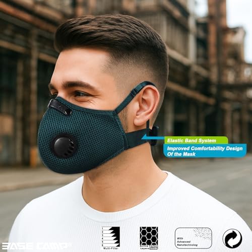 BASE CAMP Upgrade M Plus Dust Mask, Reusable Respirator with 99.9% Effective Carbon Filters for Woodworking, Breathable Face mask Against Dust for Construction, Landscaping, Sanding, Painting - Image 2