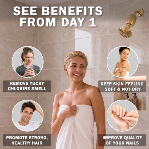 Aqua Elegante Chlorine Shower Water Filter - Polished Brass - Image 2