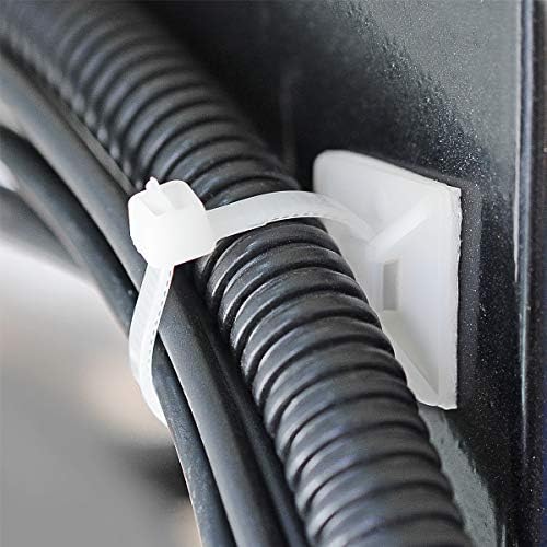 200pcs 3/4" Back-Glue Self Adhesive White Strong Cable Zip Tie Mounts with 8" Ties, Screws, Outdoor Sticky Wire Fasteners Cable Clips Management Anchors Organizer Holders Squares - Image 3