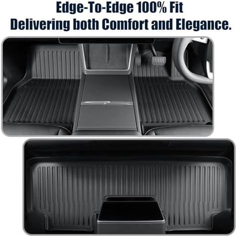 Custom Fit Floor Mats for 2024 2025 2026 Tesla Model 3 Highland/Standard,All Weather TPE Waterproof Odorless Car Mats Set 5-Seater with Rear Seat Back Protector Interior Accessories (7PCS) - Image 3