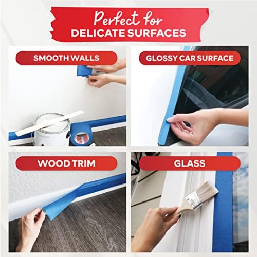 XFasten Professional Blue Painters Tape 2.5-Inches x 60-Yards (Single Pack) Blue Painters Masking Tape Bulk - Sharp Edge Line Technology, Produces Sharp Lines | Residue-Free Wall Trim Tape - Image 6