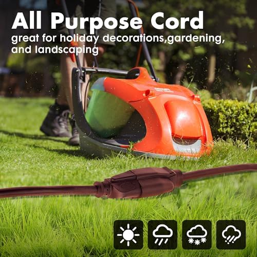 30 Ft Brown Outdoor Extension Cord, 16 Gauge Heavy Duty Power Cord - Image 5