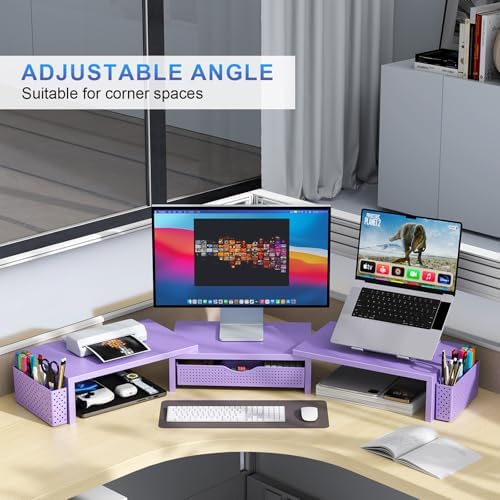 gianotter Dual Monitor Stand Riser With Drawer and 2 Pen Holders - Image 3