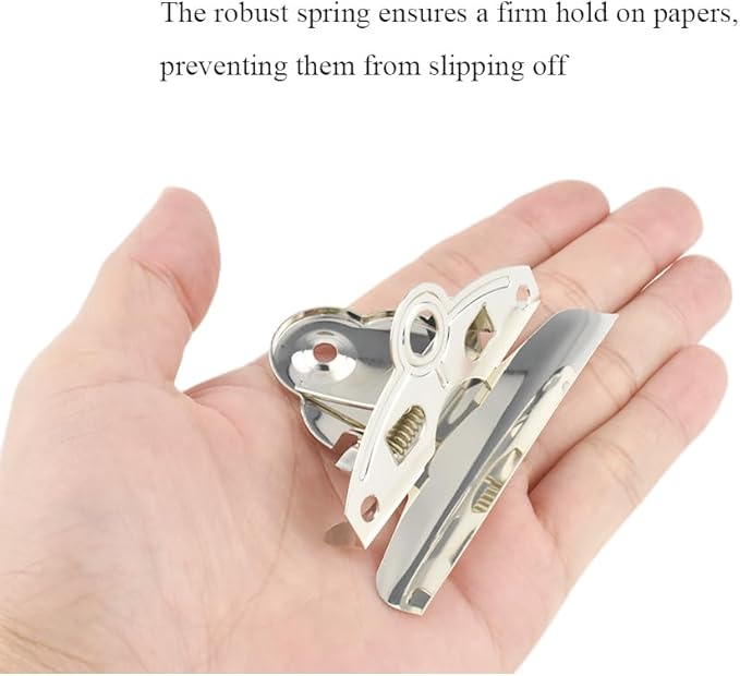 HAHIYO 2.95 Inches Metal Silver Clipboard Clips Butterfly-Shaped Clipboard - Image 5