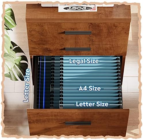 DEVAISE 3 Drawer File Cabinet, Wood Under Desk Filing Cabinet, Walnut - Image 5