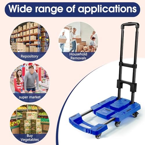 Voipvvii Folding Hand Truck 500lbs, Portable Heavy Duty Dolly Cart, 6 Wheels Collapsible Luggage Cart with 2 Elastic Ropes - Compact Trolley Cart for Easy Moving - Ideal Hand Cart for Travel and More - Image 4