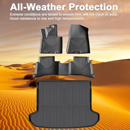 Floor Mats & Trunk Mats for 2017-2022 Kia Sportage (Gas ONLY), TPE All Weather Protection 2 Rows Car Floor Liners Accessories (Cargo Tray in Upper Deck Position) - Image 6