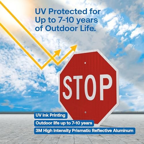 Brimar MUTCD R1-1 Stop Sign, Traffic Control, 24" Octagon, Reflective Aluminum, Road Safety Marker for Parking Lots, Private Roads, Intersections, High Visibility Durable Outdoor Metal - Image 6