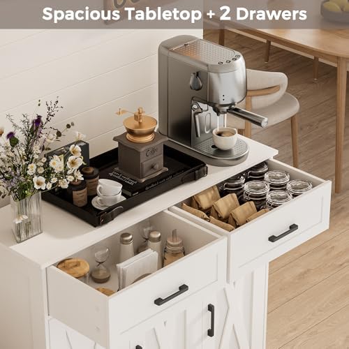 Homhedy Coffee Bar Storage Cabinet with Drawers, Kitchen Buffet Cabinet - Image 5