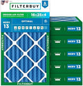 Filterbuy 16x25x4 Air Filter MERV 13 Smoke & Allergy Defense (6-Pack) by Filterbuy
