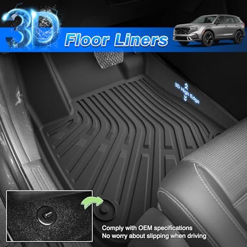 CR-V Floor Mats - Car Mats for Honda CR-V 2023-2026(Include Hybrid), All Weather Floor Mats Cargo Liner with Backrest Mat and Door Sill Guards for CR-V Accessories, Heavy Duty Car Mats - Image 2