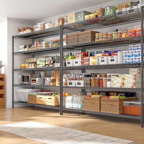 REIBII 55.5" W Storage Shelves 3200LBS Wire Shelving Unit 5 Tier Metal Shelving Heavy Duty Garage Shelving Metal Shelves for Storage Rack Adjustable Pantry Shelf, 55.5" W X 18''D X 71" H, 3PCS - Image 2