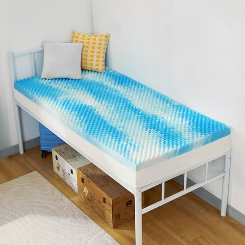 SINWEEK 3 Inch Egg Crate Memory Foam Mattress Topper Twin XL, Twin Extra Long Mattress Pads for College Dorm Room, Pressure Relieve CertiPUR-US Certified,39x80 Inches, Blue by SINWEEK
