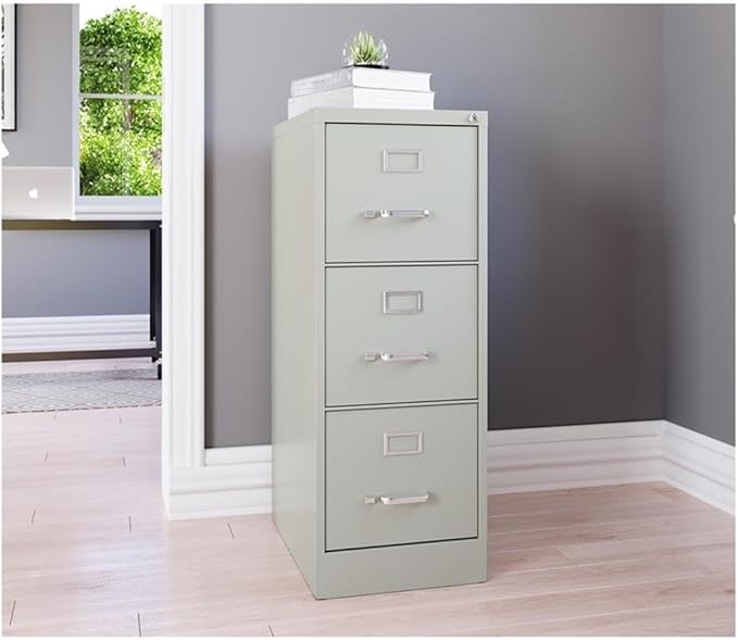 UrbanPro 3 Drawers 40.19" Vertical Light Gray Metal Filing Cabinet Lockable - Image 2