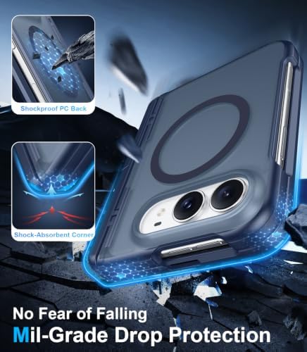 Temdan Magnetic for iPhone Duo Case Ultra Fold with Hidden Stand, Blue - Image 4