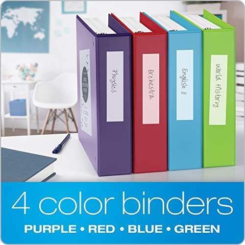 Cardinal 3 Ring Binders, Binders for School and Office, Durable 2 Inch Binder with Round Rings, Holds 475-Sheets, ClearVue Covers, Non-Stick, PVC-Free, Assorted Colors, 4 Pack (29311) - Image 5