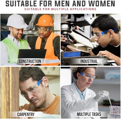 BISON LIFE Clear/Blue Safety Glasses for Men & Women, ANSI Z87.1, 6 Pack - Image 5