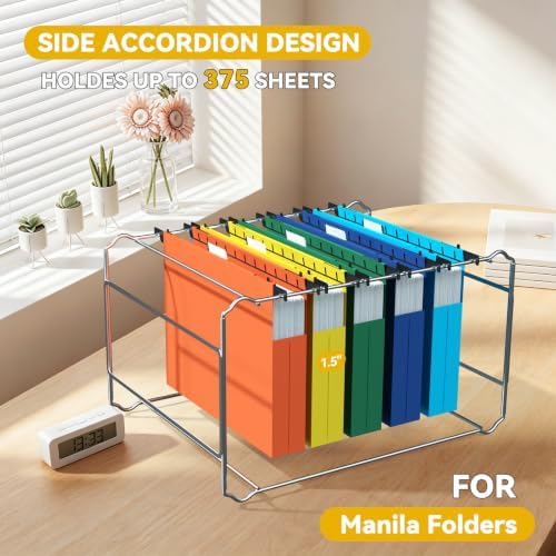 Letter Size Hanging File Folders Extra Capacity,1.5" Expandable Plastic Hang Folder for Filing Cabinet,12 Pack Reinforced Heavy Duty File Folder with Tabs,Filing System for Home Office-Colored - Image 4