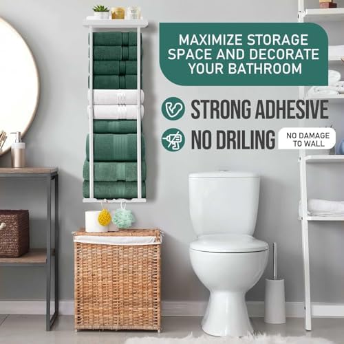 Hommtina Bathroom Towel Storage Black Towel Holder Bathroom Decor Aesthetic Towel Racks for Bathroom Bath Towel Storage (White) - Image 2
