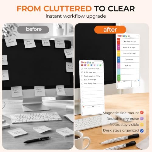 Office Supplies Desk Accessories 2pcs Computer Monitor Magnetic Memo Board - Image 5