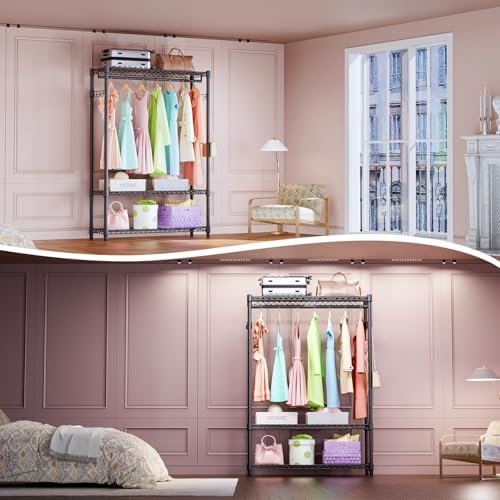 IZEUK Heavy Duty Garment Rack Wire Clothes Rack for Hanging Clothes (Dark Grey, 3 Tier with 1 Rod, 15.7" D x 45.3" W x 72.4" H) - Image 5