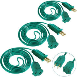 3 Pack Green Extension Cord 6 Feet 2 Prong Extension Cord for Christmas Lights Waterproof with 2 Pole Brass Straight Blades Polarized Plug, for Connect/Extend Christmas Light Indoor Outdoor (18Ft) by SOTOPOO