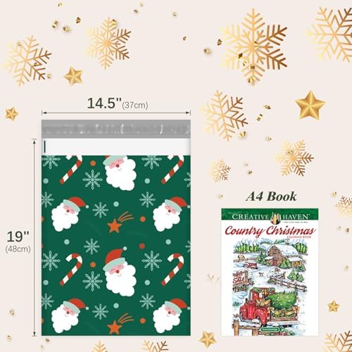 Fuxury Christmas Poly Mailers 14.5x19" 50Pcs,Large Shipping Bag for Clothes - Image 3