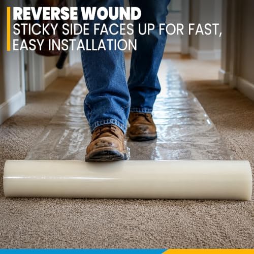 Zip-UP 36" x 200' Carpet Protection Film, Self Adhesive, Easy Installation - Image 3