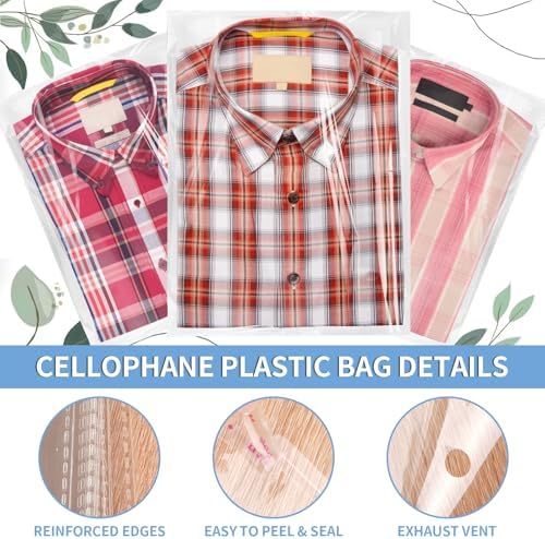 70 Pack 10x14" Clear Cellophane Bags for Shirts, Gift Wrapping, Artwork - Image 3