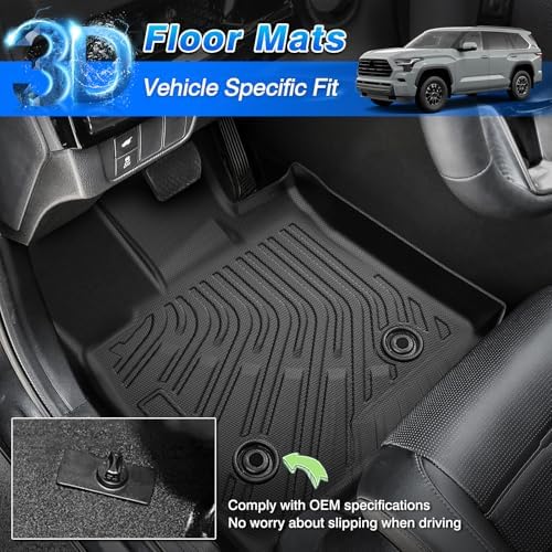 Sequoia Floor Mats - Car Mats for Toyota Sequoia 2023-2026, All Weather Floor Mats and Cargo Liner for Sequoia Accessories, Heavy Duty Rubber Mats, Car Accessories - Image 2