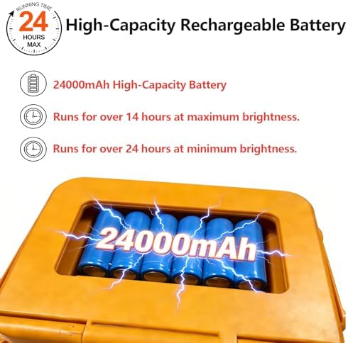 Portable LED Work Solar Light 100W 24000mAh 20000 LM with Stepless Brightness Job Site Battery Rechargeable LED Floor Light for Emergency Worklight for Hurricane (PRO) - Image 5
