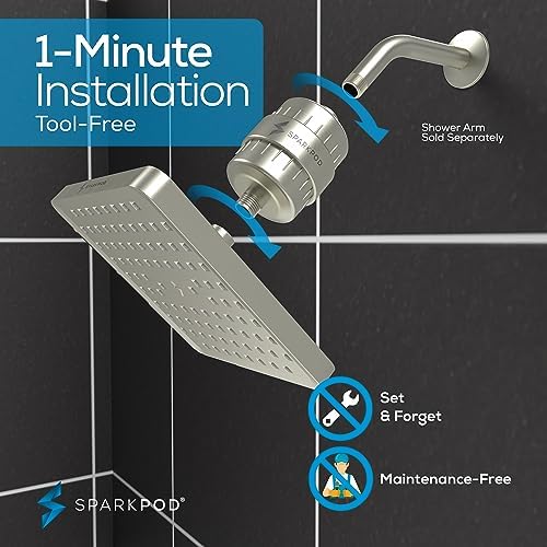 SparkPod Filtered Shower Head, 23-Stage, 8" Square, Brushed Nickel - Image 5