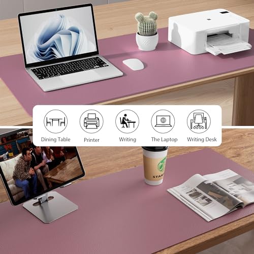 Aothia Leather Desk Pad Protector, Mouse Pad, Office Desk Mat, 31.5" x 15.7" Non-Slip PU Leather Desk Blotter, Laptop Desk Pad, Waterproof Desk Writing Pad for Office and Home (Dark Pink) - Image 5