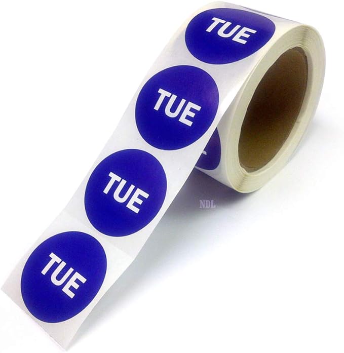 2" Round Day of The Week Blue Color Coding Dot Stickers, 500 per Roll - Image 2