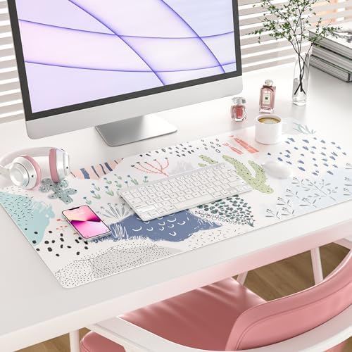 Faux Leather Large Mouse Pad, Office Desk Mat, 31.5"x15.7", Minimalist - Image 2