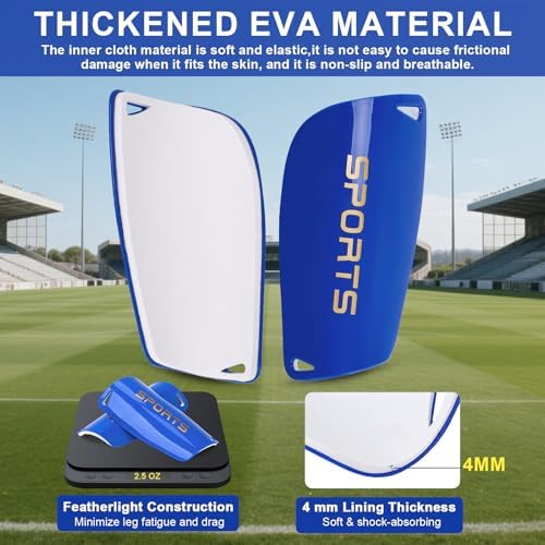 Kids Soccer Shin Guards 2 Pairs Slip-in Youth Shin Pads for Boys Girls, Lightweight PP+EVA Soccer Protective Gear Fits with Shin Guard Sleeves(not Included), Toddler to Teen Sizes Multiple Colors - Image 4