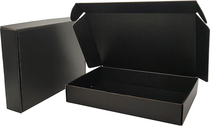 Black Shipping Boxes for Small Business Pack of 25-11x8x2 inches Cardboard by Lmuze