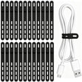 Donruby 24Pcs Silicone Cable Ties, Reusable Cord Organizer Straps, Black by Donruby
