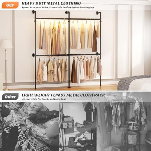Aheaplus Industrial Pipe Clothing Rack, Reversible 6.75FT Clothes Rack - Image 5