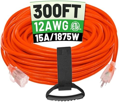 POWGRN 300 FT 12/3 Outdoor Extension Cord Waterproof Heavy Duty Power Cord by POWGRN