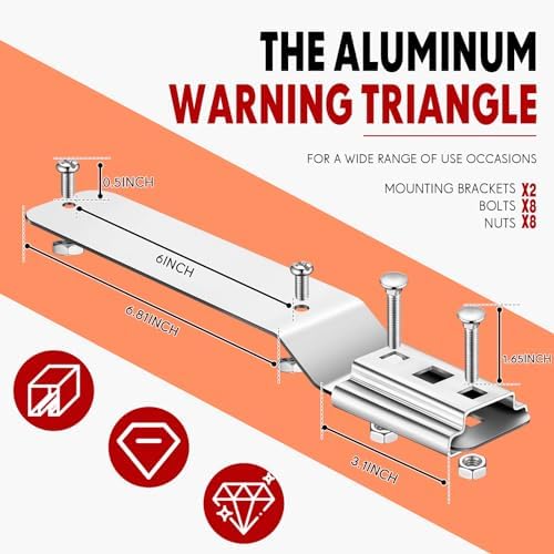 Yaocom 2 Sets Slow Moving Vehicle Triangle Sign with Bracket, Aluminum SMV - Image 3