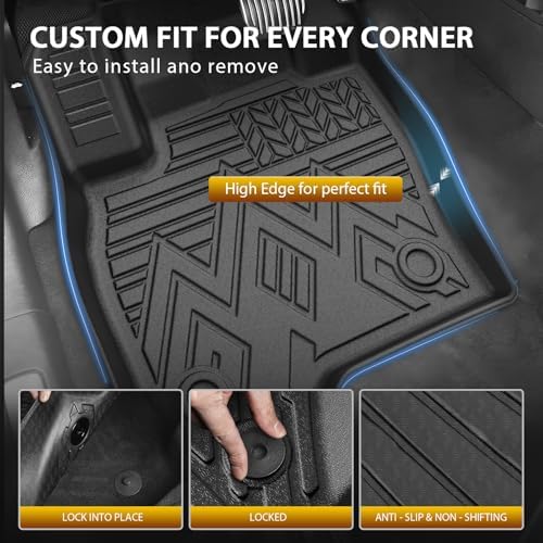 Powerty Floor Mats for 2015-2024 Ford Edge All Weather 3D TPE Anti-Slip Car Liners for 1st & 2nd Row Accessories - Image 3